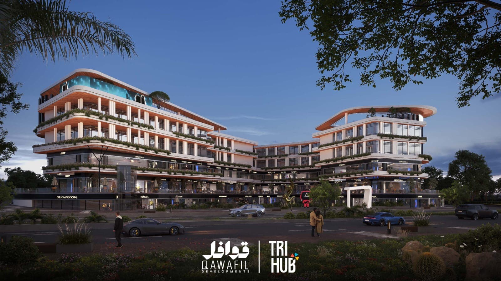 محل F&B بTri Hub - واجهة على البلازا أمام الجامعات