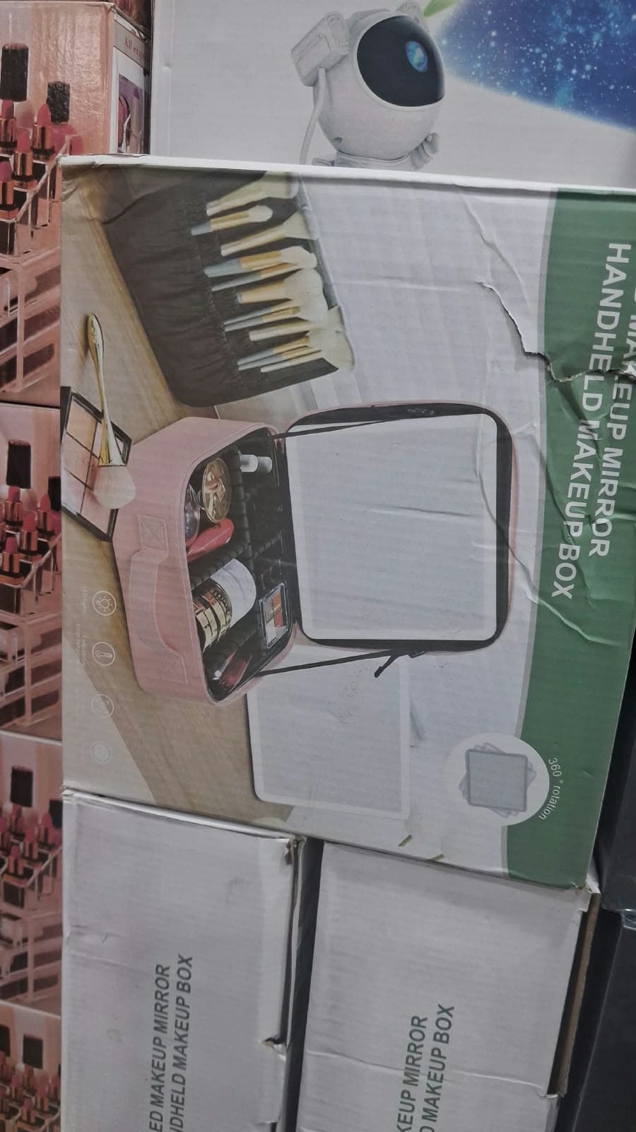 مراية مكياج LED بصندوق تنظيم